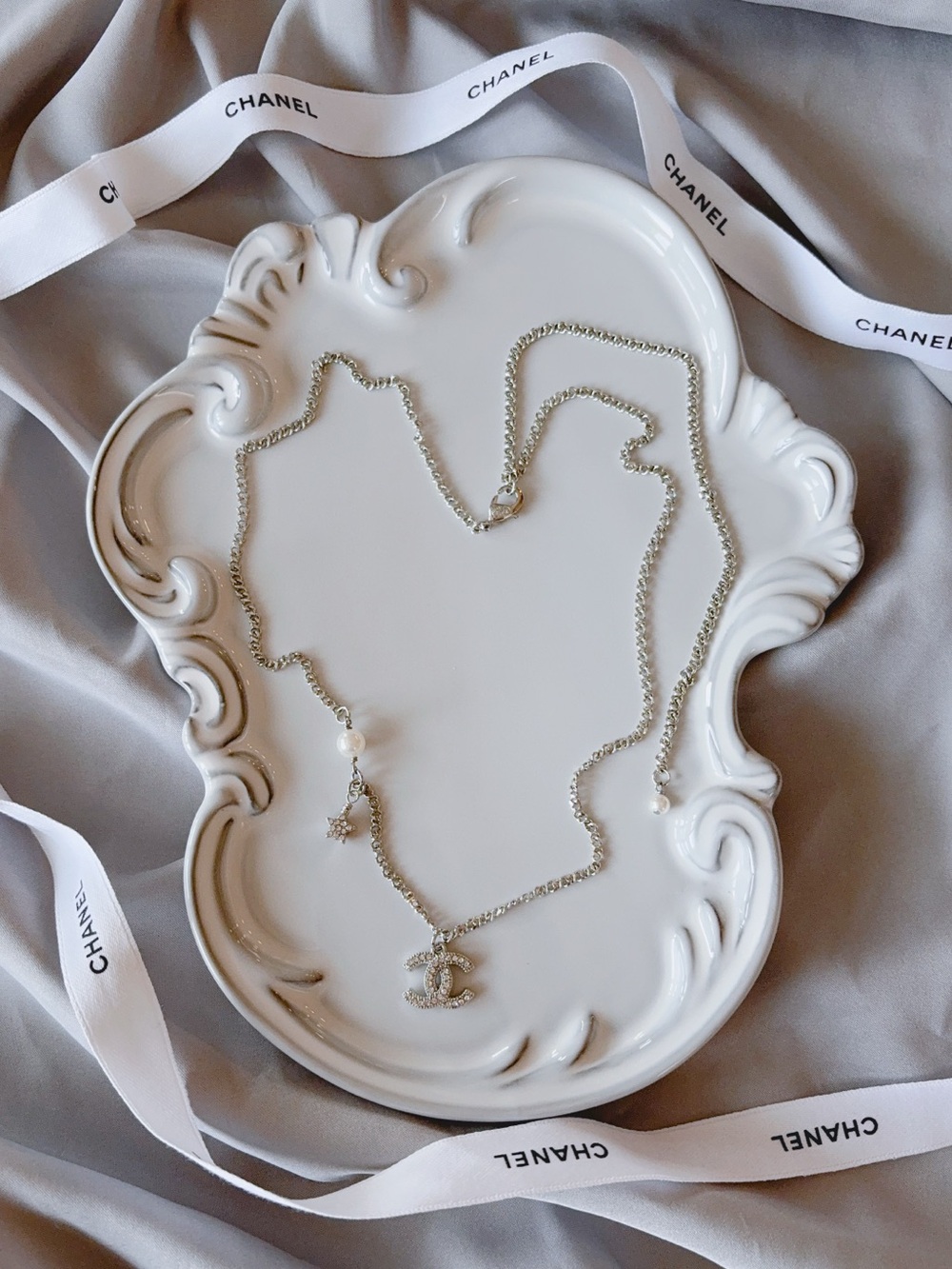 Authentic Chanel reworked silver necklace